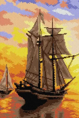 Reduced Price Gobelin canvas for halfstitch without yarn after William Bradford - Sunset in Fundy Bay (fragment) 2849J