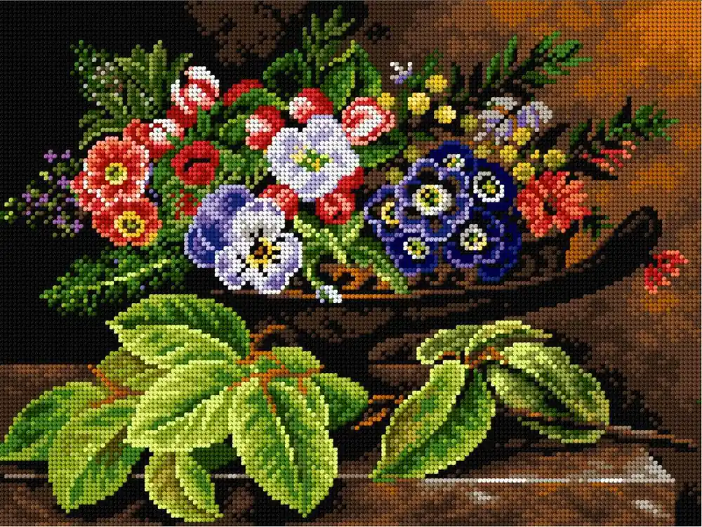 Gobelin canvas for halfstitch without yarn after Johan Laurentz Jensen- Still Life with Flowers 2571J Today Only