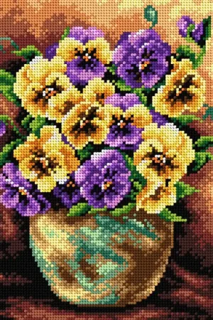 Gobelin canvas for halfstitch without yarn Bouquet of Pansies 2403H Direct From Manufacturer