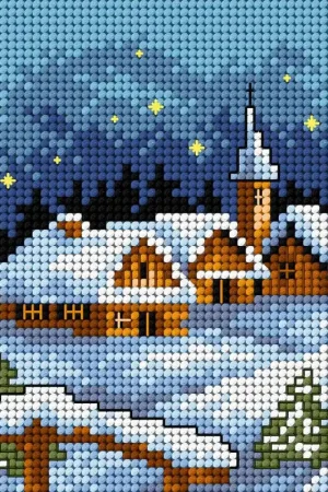 Exclusive Gobelin canvas for halfstitch without yarn Winter Landscape at Night 2170D