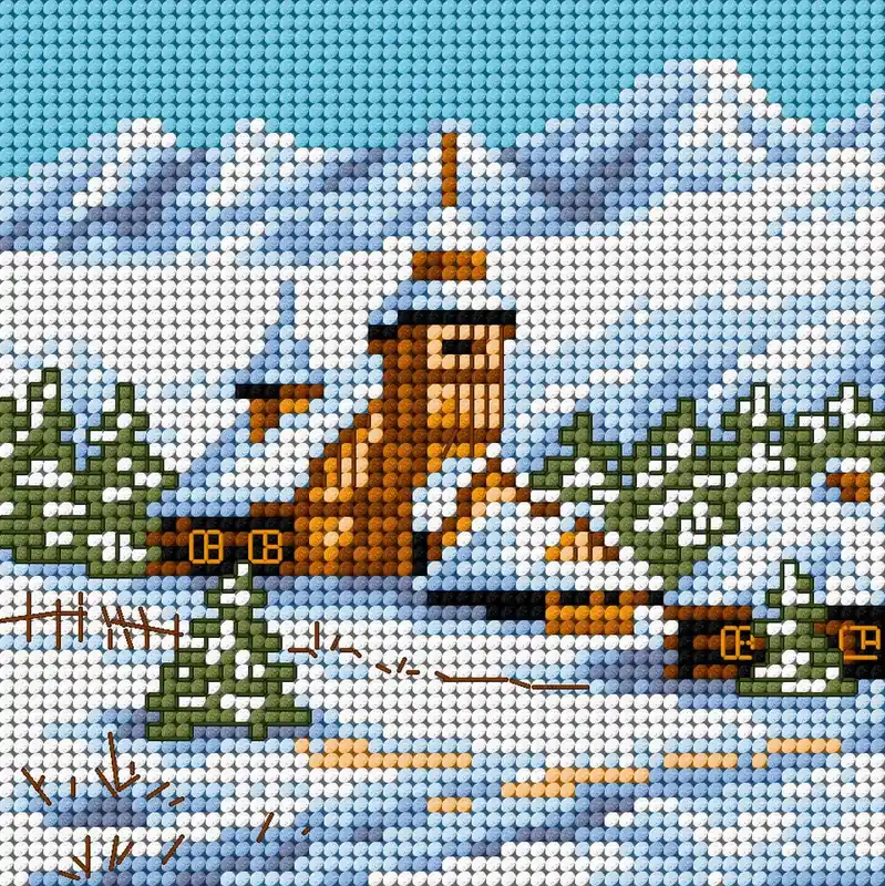 Gobelin canvas for halfstitch without yarn Winter Lanscape with Church 2168D Authentic
