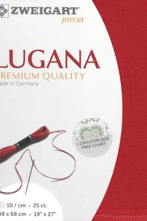 Precut Zweigart Lugana 25 count Christmas Red 3835/954 Save Now