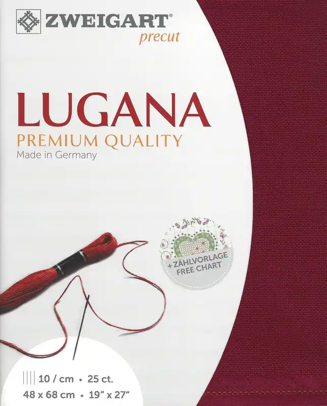 Fresh Stock Precut Zweigart Lugana 25 count Victorian Red 3835/906