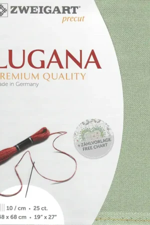 Precut Zweigart Lugana 25 count Moss Green 3835/618 Markdown