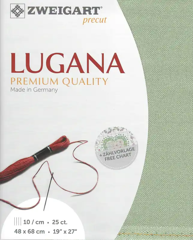 Precut Zweigart Lugana 25 count Moss Green 3835/618 Markdown