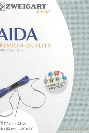 Precut Zweigart Fein-Aida 18 count Smoky Blue 3793/5018 One Day Deal