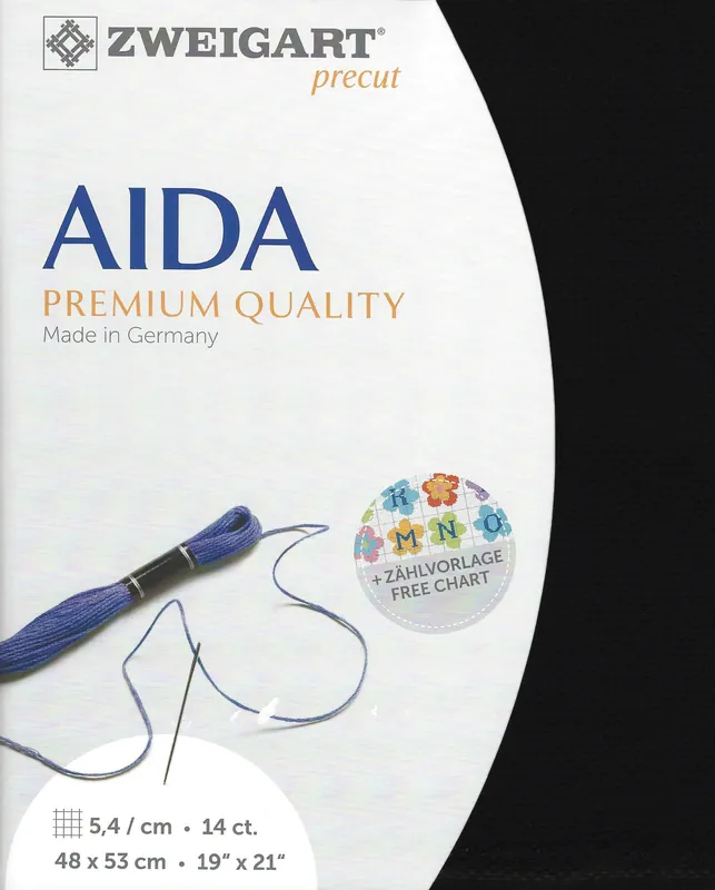 Precut Zweigart Stern-Aida 14 count Black 3706/720 Original