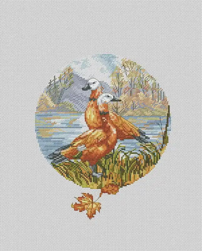 Autumn Ducks - PDF Cross Stitch Pattern Crafted