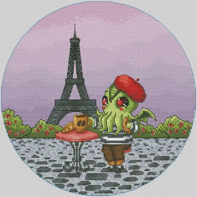 Direct From Factory Cthulhu in Paris - PDF Cross Stitch Pattern