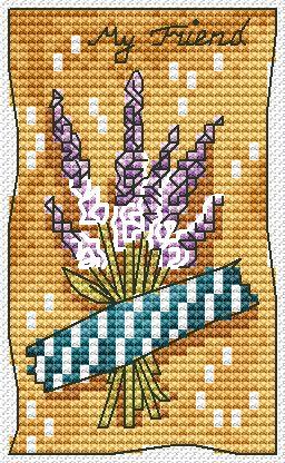 Modern Postcard with Lavender - PDF Cross Stitch Pattern