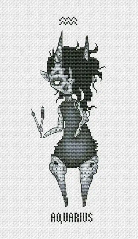 Horoscope. Aquarius - PDF Cross Stitch Pattern Seasonal Sale