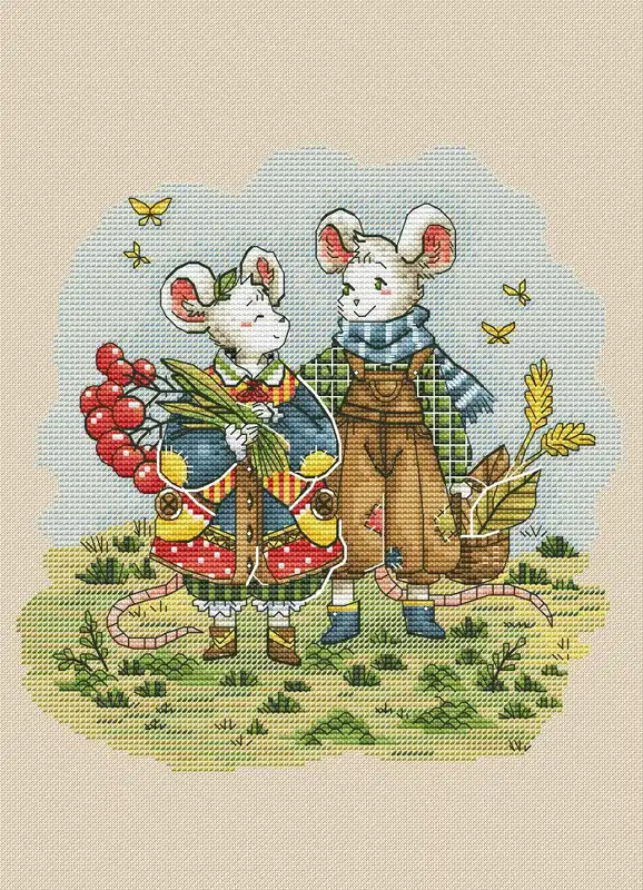 Autumn Mice - PDF Cross Stitch Pattern Limited Edition