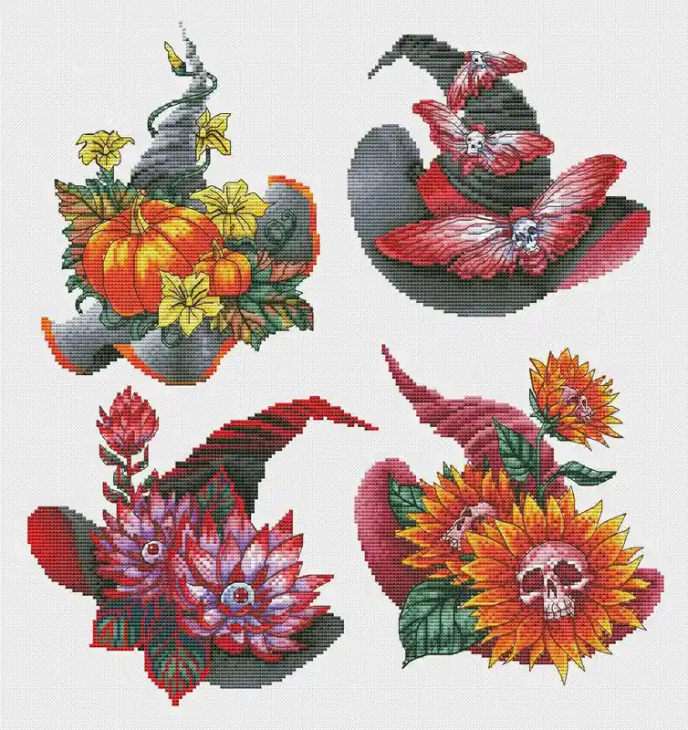 Professional Grade Witch Hats Set - PDF Cross Stitch Pattern