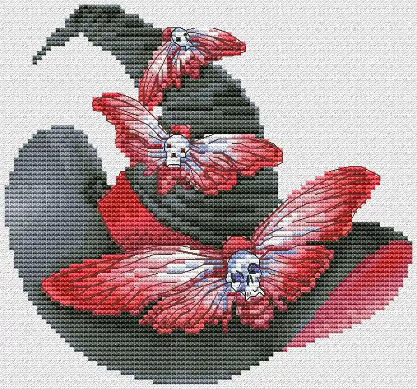 Witch Hat with Butterflies - PDF Cross Stitch Pattern Bargain