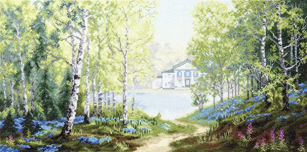 Exclusive Cross-stitch kit M-398C "Morning in the spring forest"