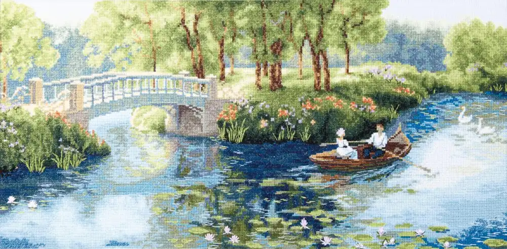 Handmade Cross-stitch kit M-397C "Rest in a summer park"