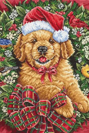 Christmas Puppy L8053 Counted Cross Stitch Kit Special Discount