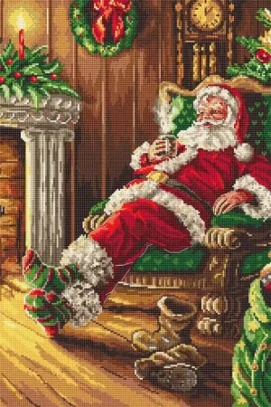 Fresh Stock Santa's rest by the chimney L8052 Counted Cross Stitch Kit