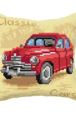 Cushion cross stitch kit "Red Car" Cheap
