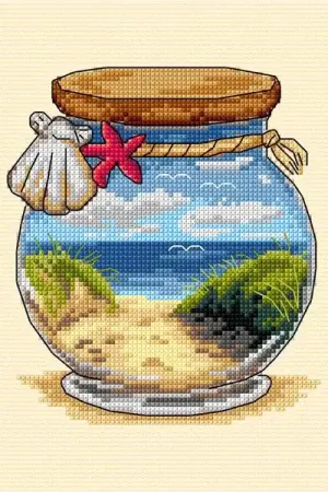Same Day Shipping Complete counted cross stitch kit "Vacation memories - Sea and Beach"