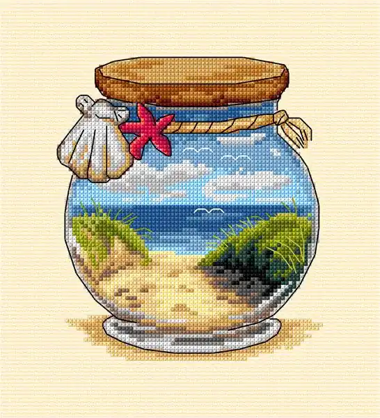 Same Day Shipping Complete counted cross stitch kit "Vacation memories - Sea and Beach"