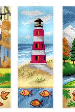 Counted cross stitch kit with plastic canvas Bookmarks "Landscapes" set of 3 designs Affordable