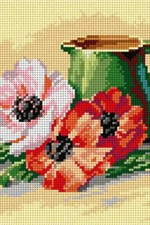 Cheap Gobelin canvas for halfstitch without yarn after Catherine Klein - Jug and Poppies