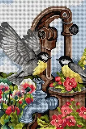 Gobelin canvas for halfstitch without yarn Birds at the Hand Pump Direct From Manufacturer