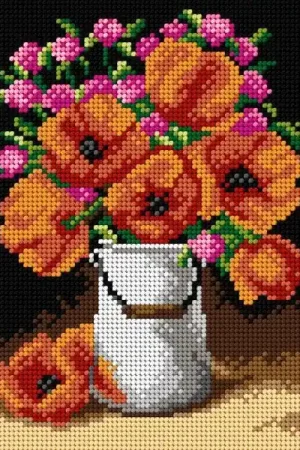 Gobelin canvas for halfstitch without yarn Poppies Wholesale