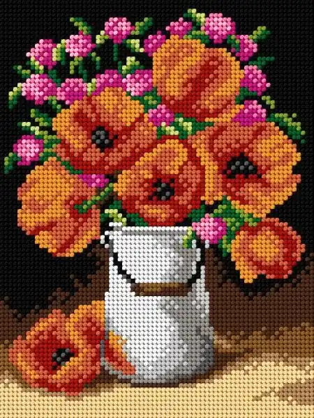Gobelin canvas for halfstitch without yarn Poppies Wholesale