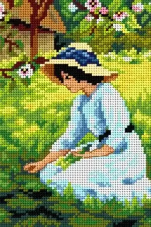 Gobelin canvas for halfstitch without yarn after Arthur Hacker - Les Fleurs du Printemps Today Only