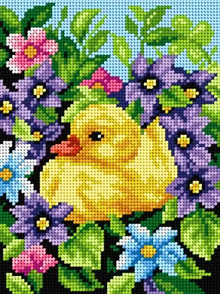 Gobelin canvas for halfstitch without yarn Duckling Affordable