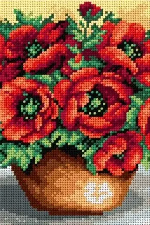 Gobelin canvas for halfstitch without yarn Bouquet of Poppies Hot Deal