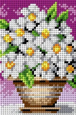 Gobelin canvas for halfstitch without yarn White Daisies In Demand