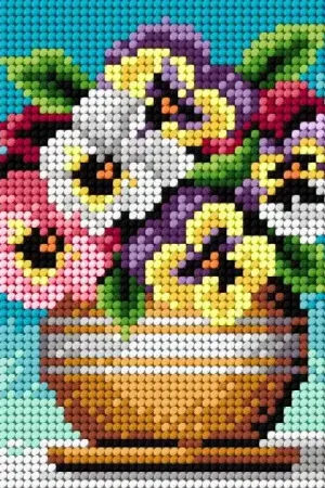 Gobelin canvas for halfstitch without yarn Bouquet of Pansies Certified