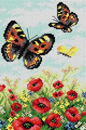 Special Offer Gobelin canvas for halfstitch without yarn Butterflies on a Meadow