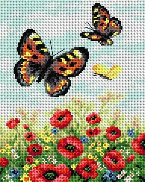 Special Offer Gobelin canvas for halfstitch without yarn Butterflies on a Meadow