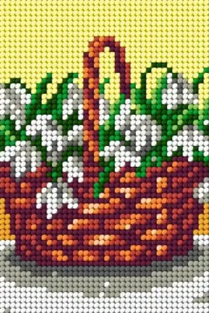 Gobelin canvas for halfstitch without yarn Basket of Snowdrops Hot Picks