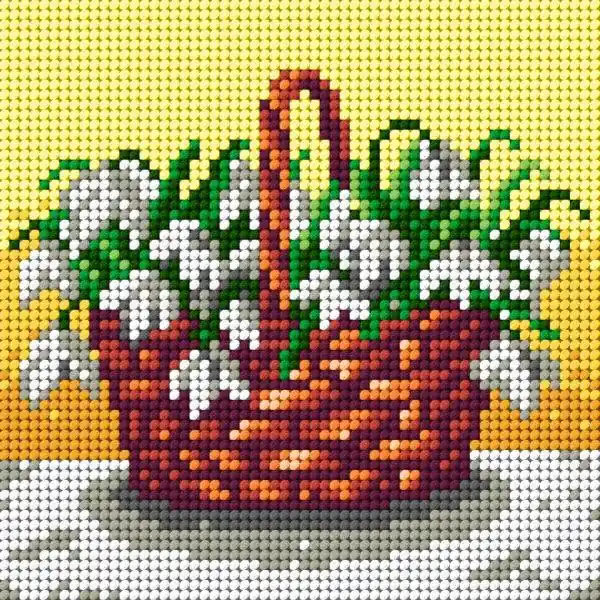 Gobelin canvas for halfstitch without yarn Basket of Snowdrops Hot Picks