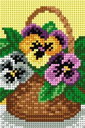 Gobelin canvas for halfstitch without yarn Small Basket of Pansies Popular