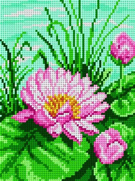Hot Deal Gobelin canvas for halfstitch without yarn Water Lily