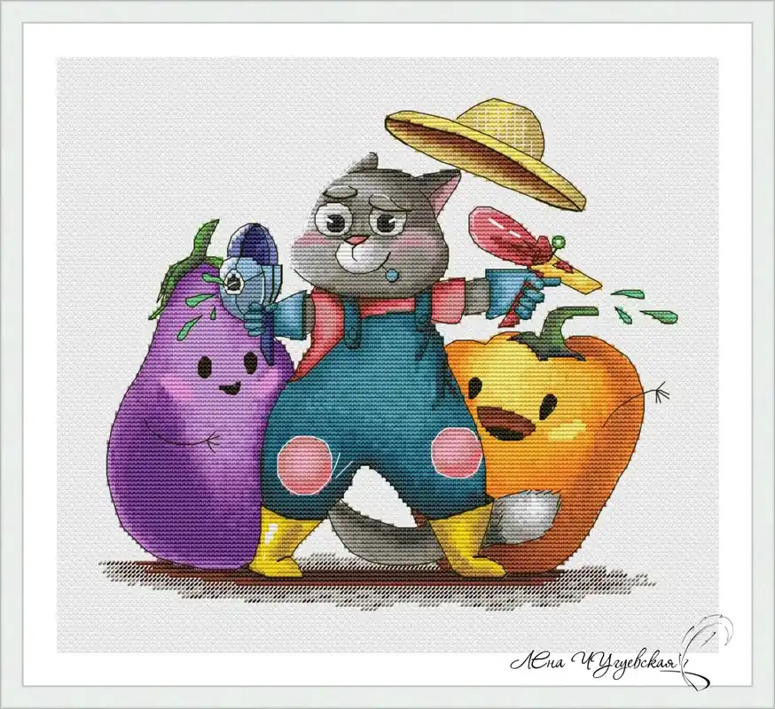 Gardener and ratatouille - PDF Cross Stitch Pattern Big Sale