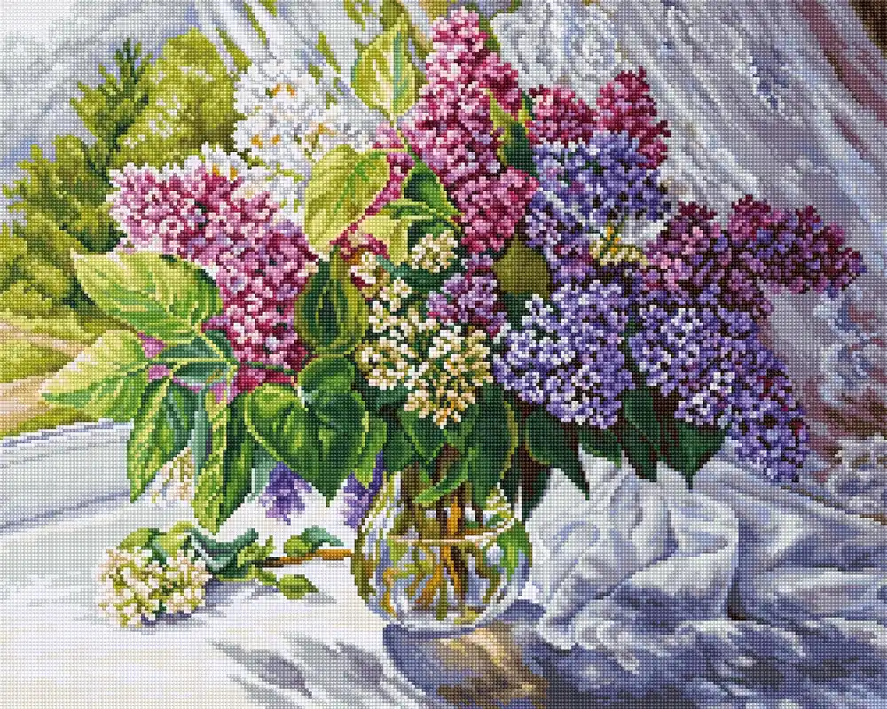 Lilac Bouquet B7015L Counted Cross-Stitch Kit Instant Buy