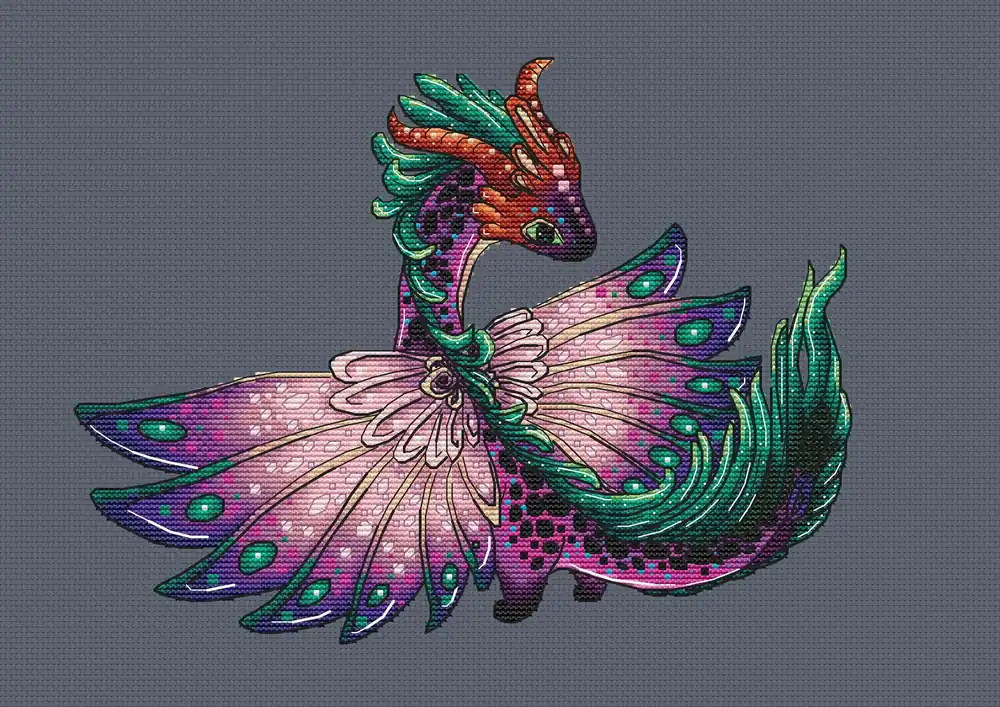 Neon Dragon - PDF Cross Stitch Pattern Next Day Delivery