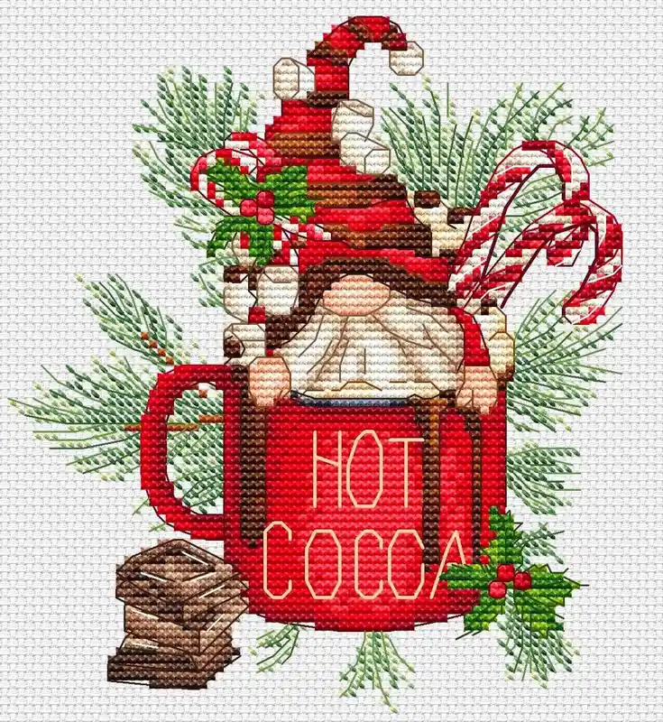 Hot cocoa gnome 2022 - PDF Cross Stitch Pattern Luxury