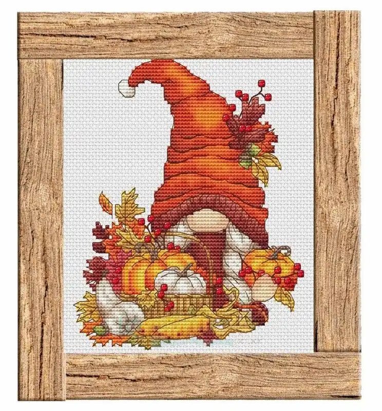 Autumn Gnome with Pumpkins - PDF Cross Stitch Pattern Buy Direct