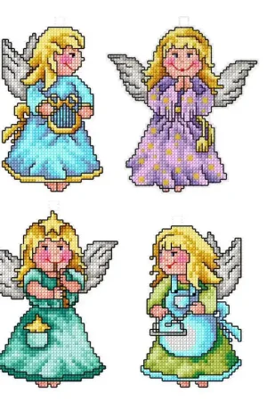 Counted cross stitch kit with plastic canvas "Angels" set of 4 designs 7610 Hot Picks
