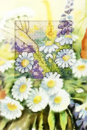 complete cross stitch kit - greetings card "Wild flowers" 6211 Special Discount