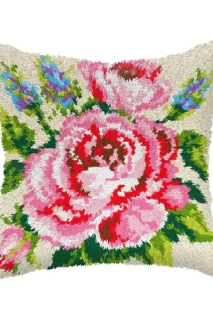 Free Shipping Latch hook cushion kit "Roses" 4143