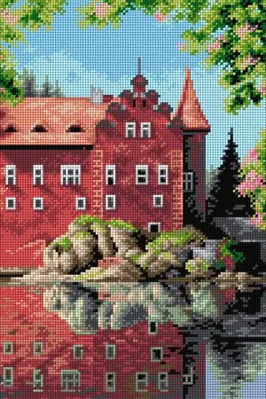 Needlepoint canvas for halfstitch without yarn Castle on the Water - Cervena Lhota (in Czech) 2298M Time-Limited